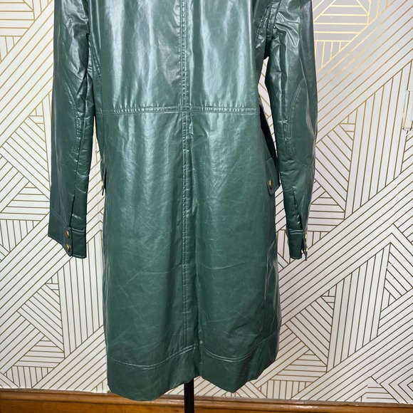 Tory Burch Green Patent Quilted Mid-Length Coat Jacket Size US 12 - Picture 10 of 12